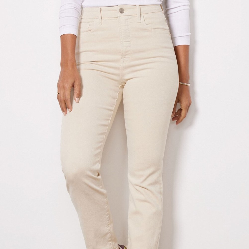 Good American Cream Flare & Wide Leg Jeans